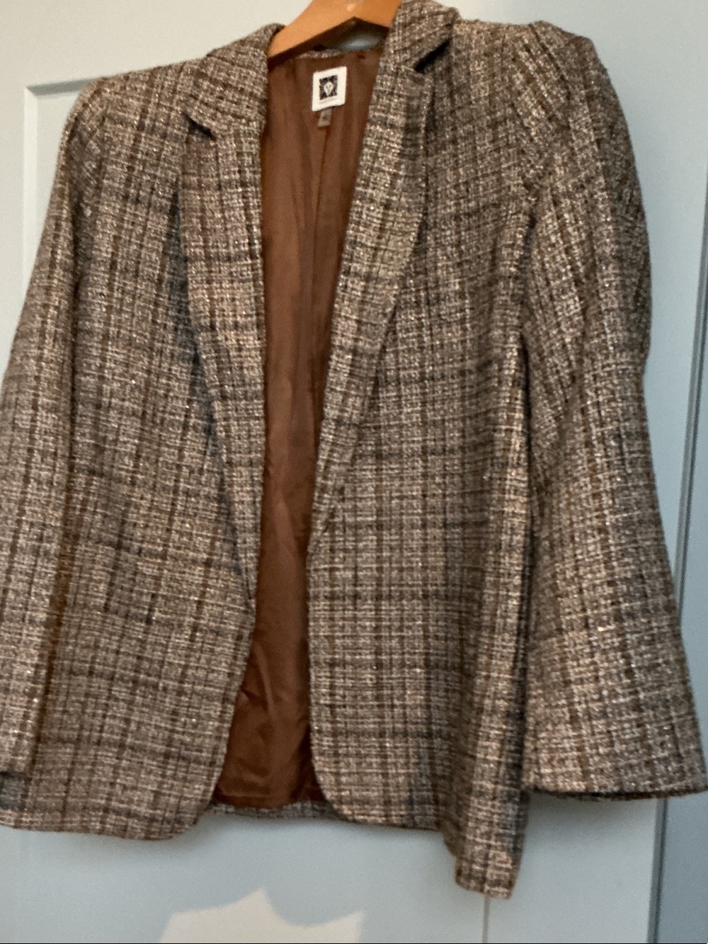 Anne Klein Brown Tweed Blazer Jacket